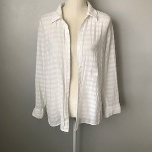 White knit sheer beach cover shirt